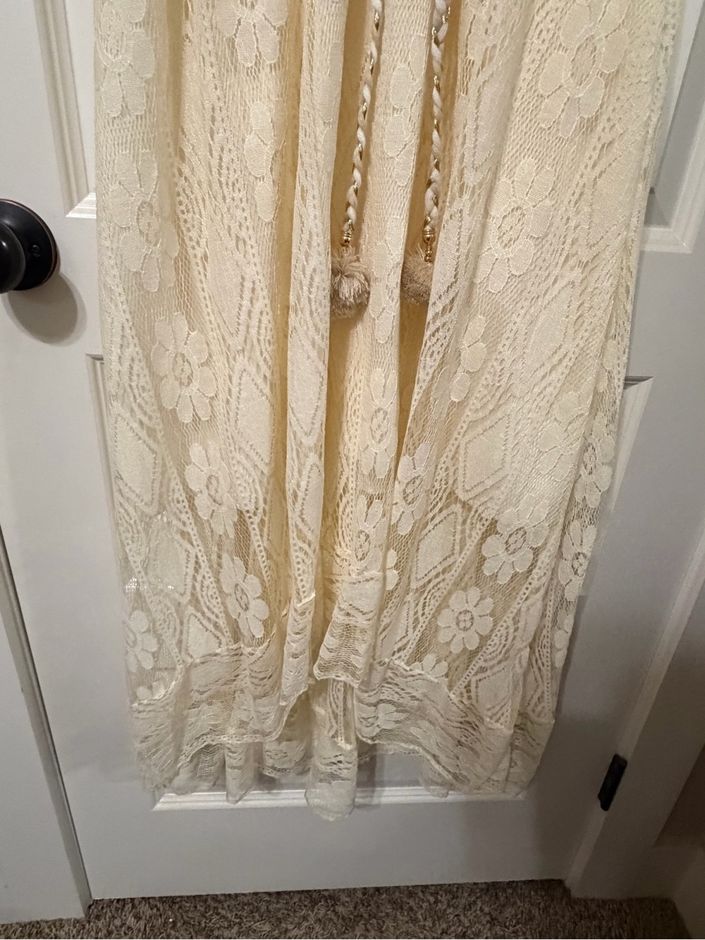 Boho Lace Tassel Maxi Dress in Cream - Picture 4 of 4